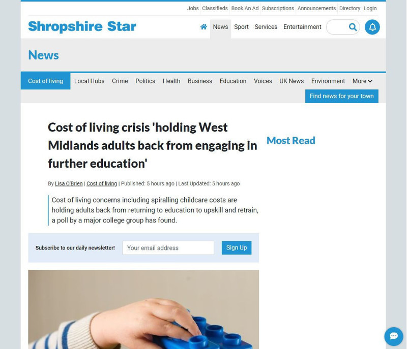 Shropshire Star coverage: 1 in 4 West Midlands adults don't know they're eligible for further education